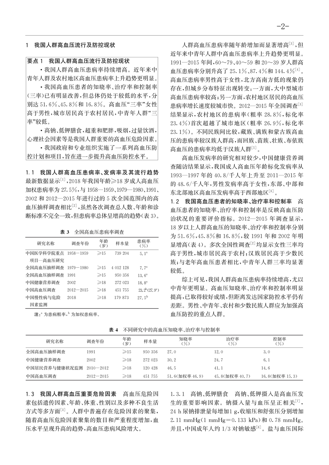 人群高血压流行及防控现状